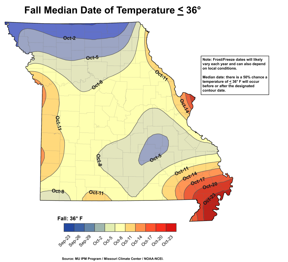 Median First Frost Dates